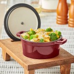 Valor 16 oz. Merlot Enameled Mini Cast Iron Pot with Cover Valor 16 oz. Merlot Enameled Mini Cast Iron Pot with Cover