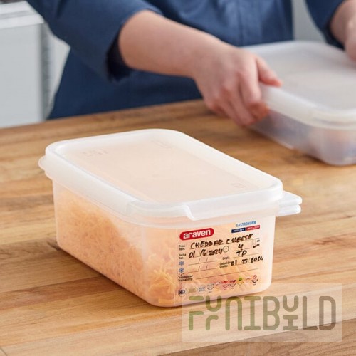 Araven 03027 1/4 Size Translucent Polypropylene Food Pan with Airtight Lid - 4