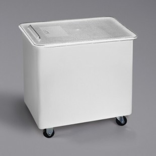 Carlisle BIN4402 44 Gallon / 700 Cup White Flat Top Mobile Ingredient Storage Bin with Sliding Lid