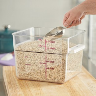 Vigor 12 Qt. Allergen-Free Clear Square Polycarbonate Food Storage Container Vigor 12 Qt. Allergen-Free Clear Square Polycarbonate Food Storage Container