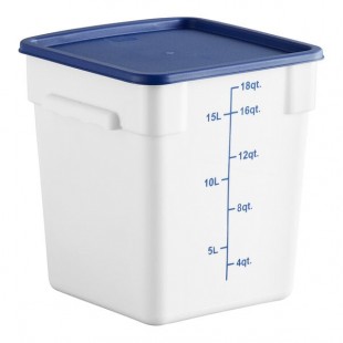 Choice 18 Qt. White Square Polypropylene Food Storage Container with Blue Lid Choice 18 Qt. White Square Polypropylene Food Storage Container with Blue Lid