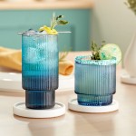 Acopa Lore Blue Rocks / Old Fashioned and Highball Glass Set - 24/Case