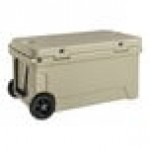 CaterGator CG65TANW Tan 65 Qt. Mobile Rotomolded Outdoor Cooler / Ice Chest