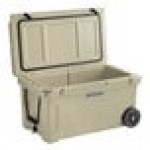 CaterGator CG65TANW Tan 65 Qt. Mobile Rotomolded Outdoor Cooler / Ice Chest