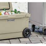 CaterGator CG65TANW Tan 65 Qt. Mobile Rotomolded Outdoor Cooler / Ice Chest
