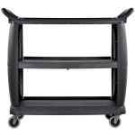 Carlisle CC224303 3 Shelf Oversized Black Utility Cart 300 lb. Capacity