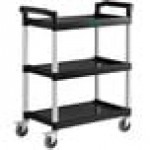 Carlisle CC224303 3 Shelf Oversized Black Utility Cart 300 lb. Capacity