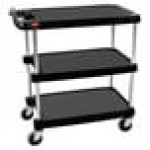 Carlisle CC224303 3 Shelf Oversized Black Utility Cart 300 lb. Capacity