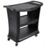 Carlisle CC224303 3 Shelf Oversized Black Utility Cart 300 lb. Capacity