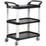 Carlisle CC224303 3 Shelf Oversized Black Utility Cart 300 lb. Capacity