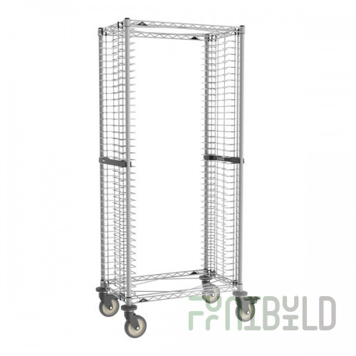 Metro RS1K4S Super Erecta Metroseal Gray Epoxy 40 Pan Side Load Bun / Sheet Pan Rack with Non-Marking Casters - Unassembled