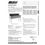 Eagle Group 2448-3-16/3 Three Compartment Stainless Steel Commercial Sink without Drainboard - 49 3/8 Eagle Group 2448-3-16/3 Three Compartment Stainless Steel Commercial Sink without Drainboard - 49 3/8