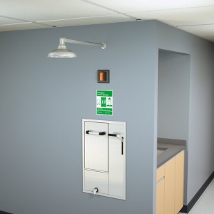 Guardian Equipment GBF2172 Recessed Safety Station with Drain Pan, Daylight Drain, and Wall Mounted Exposed Shower Head