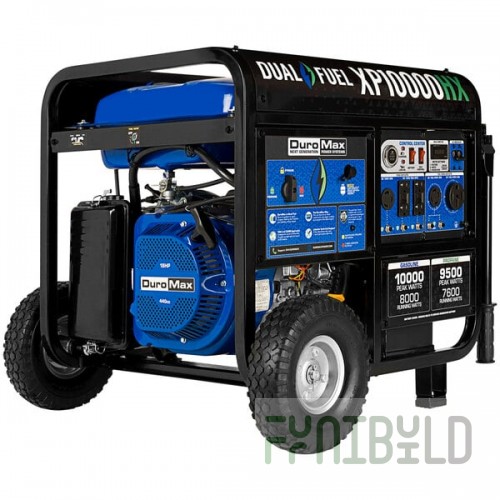 DuroMax XP10000HX HX Series 439 CC Dual Fuel Portable Generator with CO Alert - 10,000 / 8,000W, 120V/240V