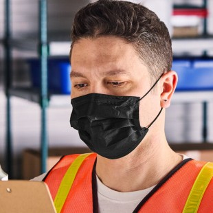 Lavex 3-Ply Black Disposable Polyethylene Protective Face Mask - 2,000/Case