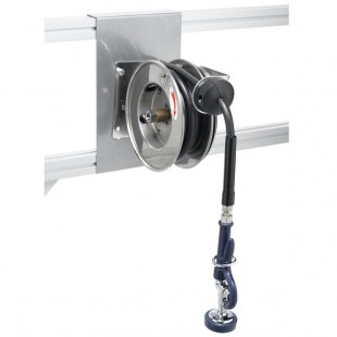 T&S B-7102-01 12' Open Compact Stainless Steel Hose Reel with EB-0107 High Flow Spray Valve