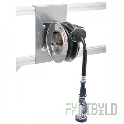 T&S B-7102-01 12' Open Compact Stainless Steel Hose Reel with EB-0107 High Flow Spray Valve