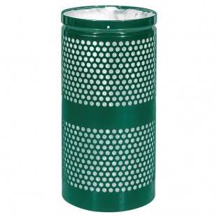 Ex-Cell Kaiser WR-10R HGR Landscape Series 10 Gallon Round Hunter Green Gloss Perforated Trash Can