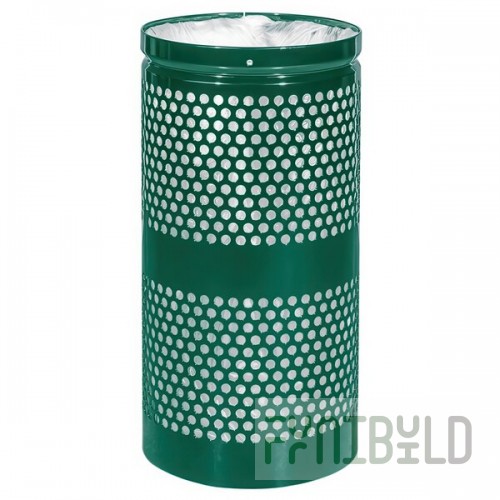 Ex-Cell Kaiser WR-10R HGR Landscape Series 10 Gallon Round Hunter Green Gloss Perforated Trash Can