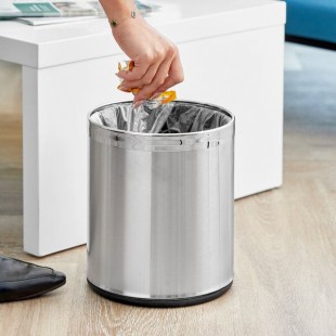 Lancaster Table & Seating 2.1 Gallon Stainless Steel Round Decorative Wastebasket with Open Top Lancaster Table & Seating 2.1 Gallon Stainless Steel Round Decorative Wastebasket with Open Top
