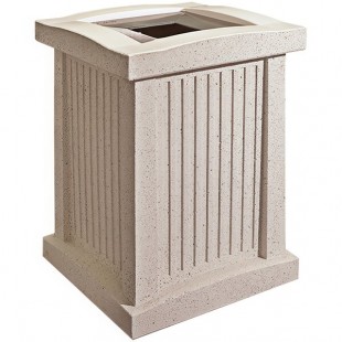 Wausau Tile SL102 Prairie 22 Gallon Concrete Square Trash Can with Aluminum Funnel Lid Wausau Tile SL102 Prairie 22 Gallon Concrete Square Trash Can with Aluminum Funnel Lid