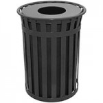 Witt Industries M5001-AT-BK 50 Gallon Oakley Standard Black Steel Outdoor Decorative Trash Can with Ash Top Lid Witt Industries M5001-AT-BK 50 Gallon Oakley Standard Black Steel Outdoor Decorative Trash Can with Ash Top Lid