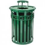 Witt Industries M5001-AT-BK 50 Gallon Oakley Standard Black Steel Outdoor Decorative Trash Can with Ash Top Lid Witt Industries M5001-AT-BK 50 Gallon Oakley Standard Black Steel Outdoor Decorative Trash Can with Ash Top Lid
