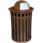 Witt Industries M5001-AT-BK 50 Gallon Oakley Standard Black Steel Outdoor Decorative Trash Can with Ash Top Lid Witt Industries M5001-AT-BK 50 Gallon Oakley Standard Black Steel Outdoor Decorative Trash Can with Ash Top Lid