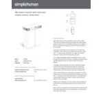 simplehuman ST2050 15.3 Gallon / 58 Liter White Stainless Steel Dual Compartment Rectangular Sensor Trash Can and Recycling Can with Voice and Motion Control and Liner Pocket