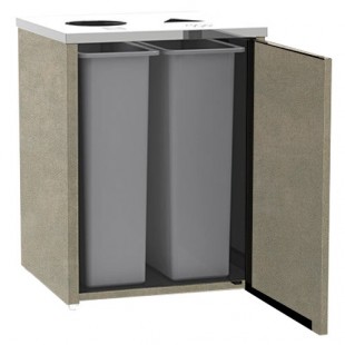 Lakeside 3412BS Stainless Steel Rectangular Refuse / Recycling Station with Top Access and Beige Suede Laminate Finish - 26 1/2