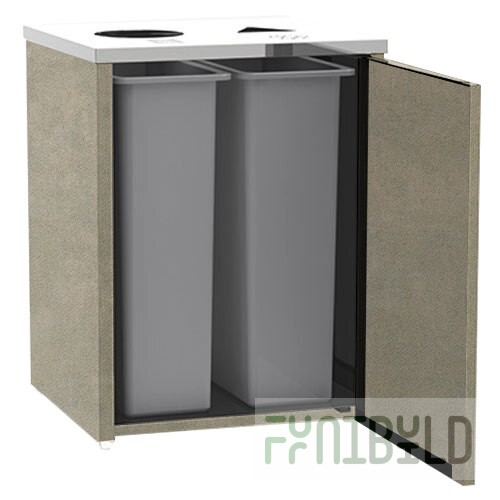 Lakeside 3412BS Stainless Steel Rectangular Refuse / Recycling Station with Top Access and Beige Suede Laminate Finish - 26 1/2