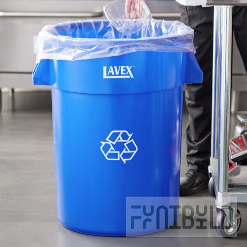 Lavex 44 Gallon Blue Round Commercial Recycling Can
