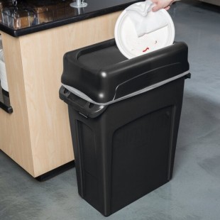 Rubbermaid® Slim Jim 64 Qt. / 16 Gallon Black Rectangular Trash Can with Black Swing Lid Rubbermaid® Slim Jim 64 Qt. / 16 Gallon Black Rectangular Trash Can with Black Swing Lid