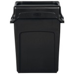 Rubbermaid® Slim Jim 64 Qt. / 16 Gallon Black Rectangular Trash Can with Black Swing Lid