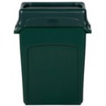 Rubbermaid® Slim Jim 64 Qt. / 16 Gallon Black Rectangular Trash Can with Black Swing Lid