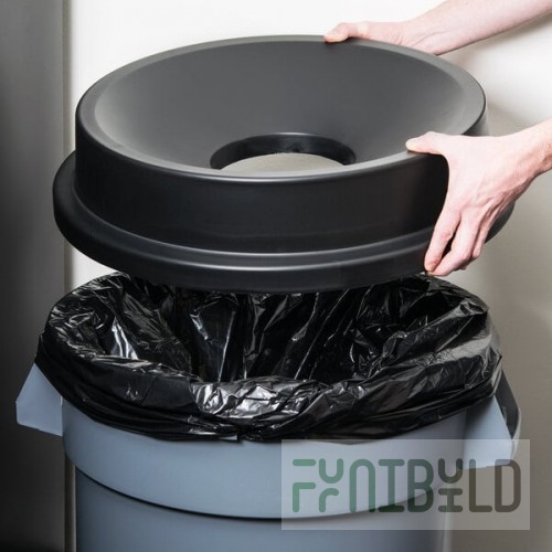 32 Gallon Black Funnel Top Round Trash Can Lid