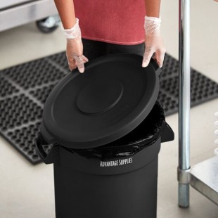 Advantage Supplies 10 Gallon Black Round Commercial Trash Can Lid