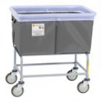 R&B Wire Products, Inc. 4 Bushel Navy Elevated Antimicrobial Vinyl Basket Truck with Bumper 464SOB/ANTI/NVY