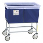 R&B Wire Products, Inc. 4 Bushel Navy Elevated Antimicrobial Vinyl Basket Truck with Bumper 464SOB/ANTI/NVY