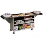 Lakeside 676B Black Vinyl 4 Shelf Stainless Steel Beverage Service Cart with Drop Leaves - 61 3/4 Lakeside 676B Black Vinyl 4 Shelf Stainless Steel Beverage Service Cart with Drop Leaves - 61 3/4