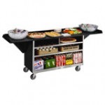 Lakeside 676B Black Vinyl 4 Shelf Stainless Steel Beverage Service Cart with Drop Leaves - 61 3/4 Lakeside 676B Black Vinyl 4 Shelf Stainless Steel Beverage Service Cart with Drop Leaves - 61 3/4