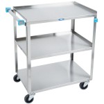 Lakeside 322 Standard Duty Stainless Steel 3 Shelf Utility Cart - 18 3/8