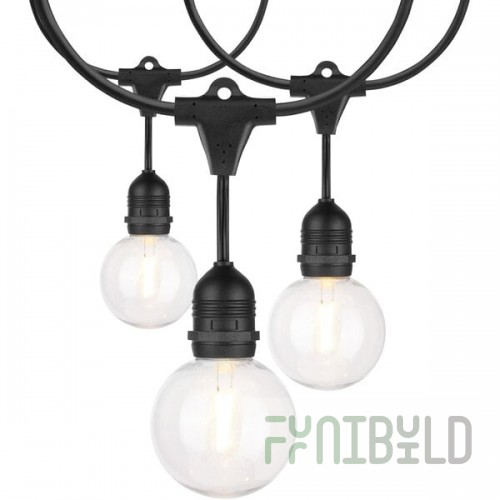 24' LED String Lights with (12) G25 Bulbs - 120V, 24W, 2200K