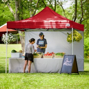 Backyard Pro Courtyard Series 10' x 10' Red Straight Leg Aluminum Instant Pop Up Canopy Tent and Wall Kit Backyard Pro Courtyard Series 10' x 10' Red Straight Leg Aluminum Instant Pop Up Canopy Tent and Wall Kit