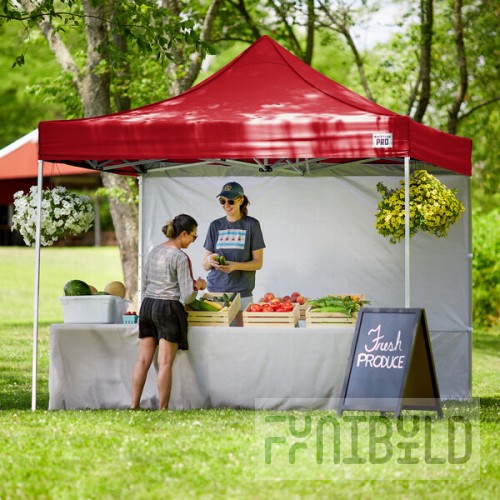 Backyard Pro Courtyard Series 10' x 10' Red Straight Leg Aluminum Instant Pop Up Canopy Tent and Wall Kit