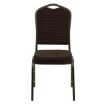 Flash Furniture NG-C01-BROWN-GV-GG Hercules Brown Pattern Fabric Crown Back Stackable Banquet Chair with Gold Vein Frame Flash Furniture NG-C01-BROWN-GV-GG Hercules Brown Pattern Fabric Crown Back Stackable Banquet Chair with Gold Vein Frame