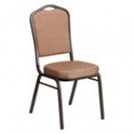 Flash Furniture NG-C01-BROWN-GV-GG Hercules Brown Pattern Fabric Crown Back Stackable Banquet Chair with Gold Vein Frame Flash Furniture NG-C01-BROWN-GV-GG Hercules Brown Pattern Fabric Crown Back Stackable Banquet Chair with Gold Vein Frame