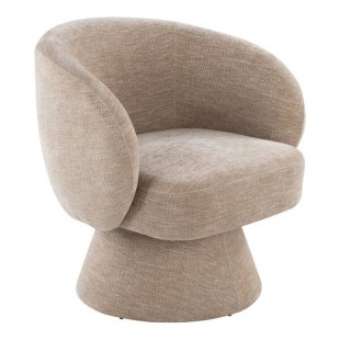 LumiSource Fran Light Brown Fabric Swivel Accent Arm Chair with Pedestal Base