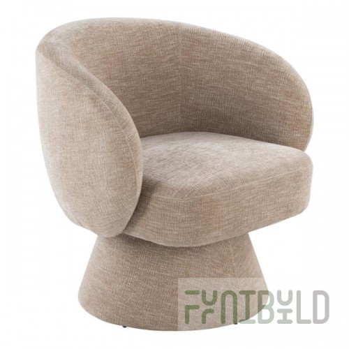LumiSource Fran Light Brown Fabric Swivel Accent Arm Chair with Pedestal Base
