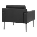Boss Black Antimicrobial Vinyl Lounge Chair with Powder-Coated Nickel Steel Legs